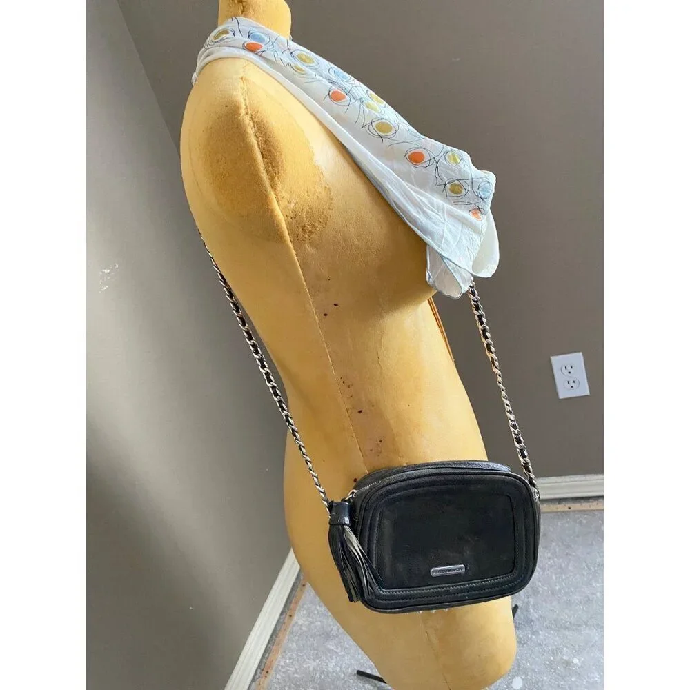Rebecca Minkoff Leather Studded Crossbody Olive‎ Green Gold Chain + Tassel